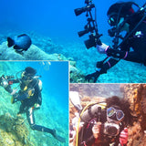 Aluminum Dual Handheld Diving Light Arm Mount for Action Cameras - Black