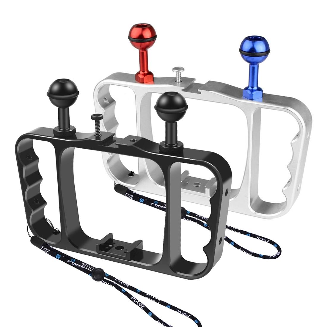 Aluminum Dual Handheld Diving Light Arm Mount for Action Cameras - Black