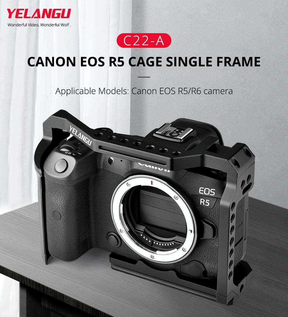 Video Camera Cage Stabilizer For Canon Eos R5 / R6 / R - Black