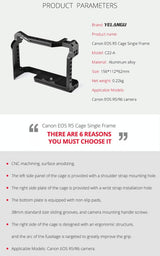 Video Camera Cage Stabilizer For Canon Eos R5 / R6 / R - Black - Extra Image