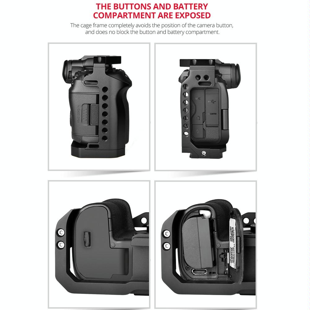 Video Camera Cage Stabilizer For Canon Eos R5 / R6 / R - Black