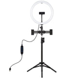 11.8 Led Ring Light with Tripod & Dual Phone Brackets - Usb 3 Modes Dual Colour Temperature - Vlogging & Live Broadcast Kit - Side View