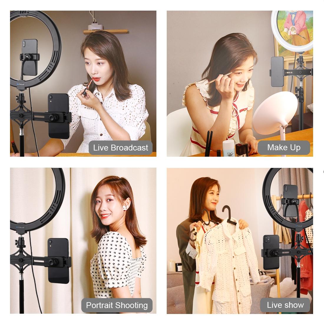 11.8 Led Ring Light with Tripod & Dual Phone Brackets - Usb 3 Modes Dual Colour Temperature - Vlogging & Live Broadcast Kit