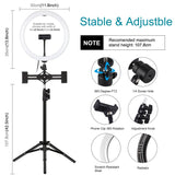 11.8 Led Ring Light with Tripod & Dual Phone Brackets - Usb 3 Modes Dual Colour Temperature - Vlogging & Live Broadcast Kit - Rear View