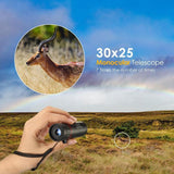 Portable Mini Monocular Telescope - 30X25 - Black - Close-Up Angle