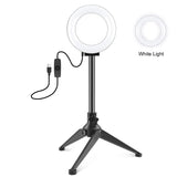 12cm Ring Light & Desktop Tripod Selfie Stick Mount with Usb Led Ring Selfie Beauty Vlogging Photography Video Lights Kit in Black