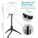 12cm Ring Light & Desktop Tripod Selfie Stick Mount with Usb Led Ring Selfie Beauty Vlogging Photography Video Lights Kit in Black - Side View