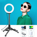12cm Ring Light & Desktop Tripod Selfie Stick Mount with Usb Led Ring Selfie Beauty Vlogging Photography Video Lights Kit in Black