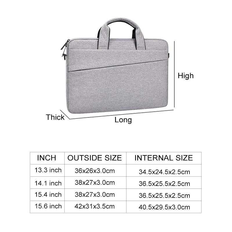 Portable Laptop Tablet Bag - 15.4 Inch Double Side Pockets Soft Handle Oxford Cloth - Black