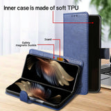 For Samsung Galaxy Z Fold4 5G Leather Texture Phone Case - Pu Tpu - Dark Blue