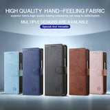 For Samsung Galaxy Z Fold4 5G Leather Texture Phone Case - Pu Tpu - Dark Blue - 45-Degree Angle