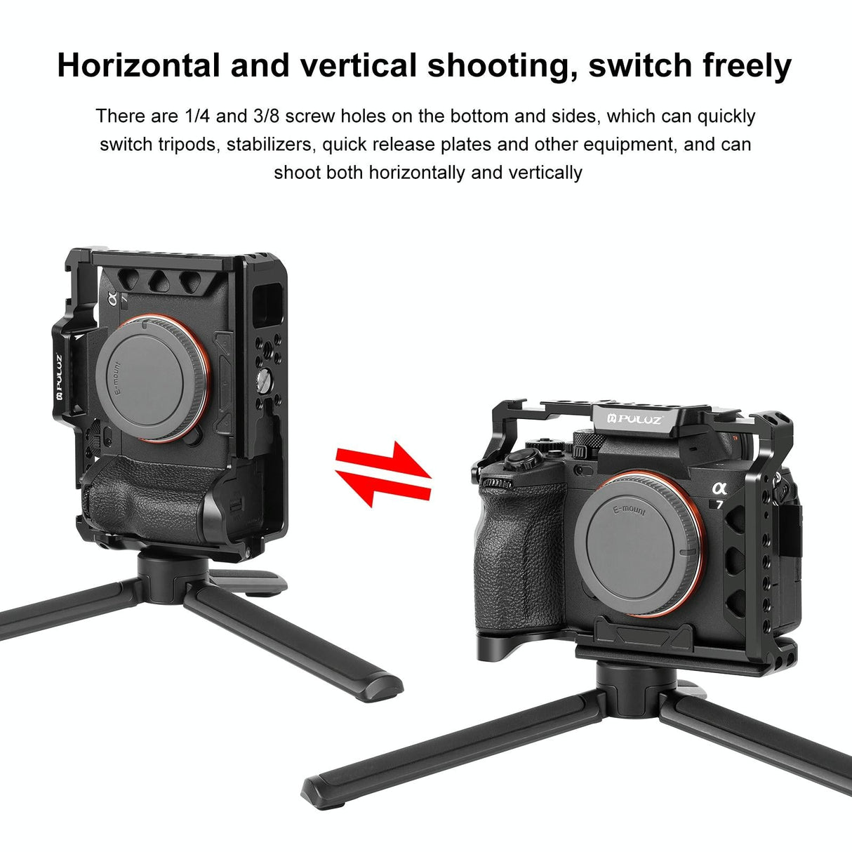 Camera Cage Stabilizer Rig - Metal Black for Sony A7