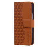 For Samsung Galaxy Z Fold4 5G Leather Phone Case With Diamond Buckle And Lanyard - Brown
