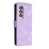 For Samsung Galaxy Z Fold4 5G Smooth Leather Phone Case - Line Pattern - Light Blue - Top-Down View