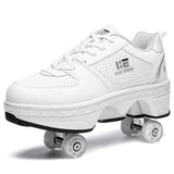 37 Double Row Deformation Rune Roller Skates - Dual Purpose - High-Top With Light (White) - Side View