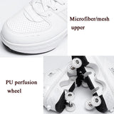 37 Double Row Deformation Rune Roller Skates - Dual Purpose - High-Top With Light (White) - Top-Down View
