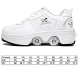 37 Double Row Deformation Rune Roller Skates - Dual Purpose - High-Top With Light (White) - Rear View