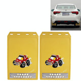 Premium Heavy Duty Molded Splash Front And Rear Mud Flaps Fender Guard Medium Size Random Pattern Delivery - Black - Rear View