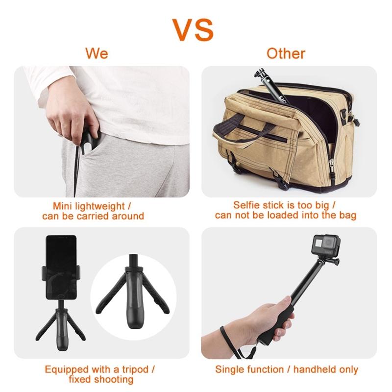 Mini Tripod for Gopro Insta360 Dji Action Cameras - Black