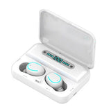 Intelligent Noise Cancelling Bluetooth Earphones with Touch Control and Charging Box - Black - Front View