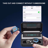 Intelligent Noise Cancelling Bluetooth Earphones with Touch Control and Charging Box - Black - 45-Degree Angle