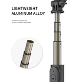Bluetooth Remote Selfie Stick with Tripod and Phone Holder - Black