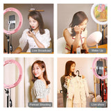 10.2 Curved Led Ring Light with Tripod & Remote for Vlogging & Photography - Black - Rear View
