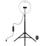 10.2 26cm Ring Light Kit with Tripod Usb 3 Modes Dual Colour Phone Clamp Remote - Black - Side View