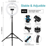 10.2 26cm Ring Light Kit with Tripod Usb 3 Modes Dual Colour Phone Clamp Remote - Black - Rear View