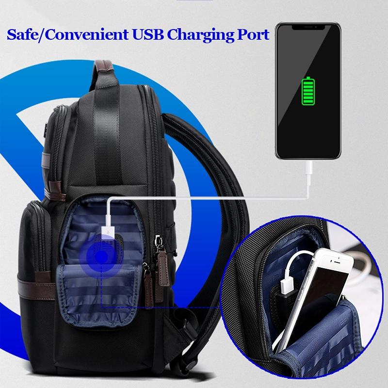 Waterproof Anti-Theft Usb Shoulder Bag - Large Capacity - 28X19X42Cm - Black
