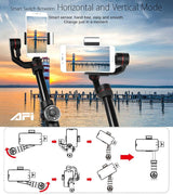3-axis Gimbal Stabilizer with Tripod Mount & Fill Light for Smartphones - Black - Extra Image