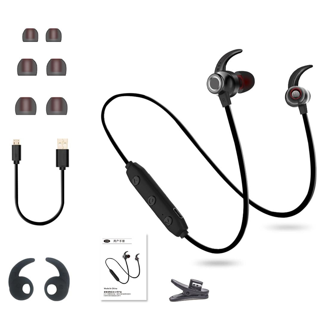 Waterproof X5 Sports Bluetooth Earbuds with Magnetic Design - Black