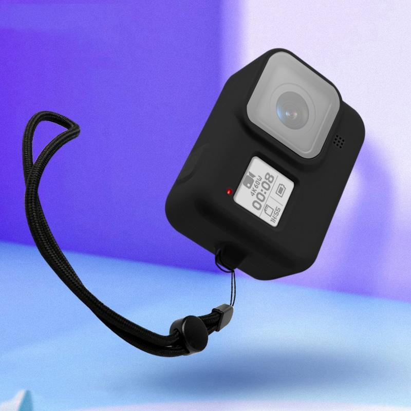 Gopro Hero8 Silicone Case with Wrist Strap - Protective Cover - Black