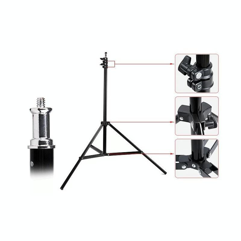 Aluminum Light Stand For Studio Flash - 1.9M Height - Black