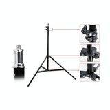 Aluminum Light Stand For Studio Flash - 1.9M Height - Black - 45-Degree Angle