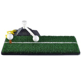 Portable Golf Putting Mat with Push Rod Trainer - 48x23cm - Black - Front View