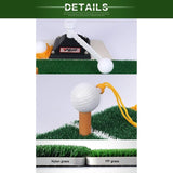 Portable Golf Putting Mat with Push Rod Trainer - 48x23cm - Black - Low Angle