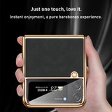 For Samsung Galaxy z Fold4 5G Foldable Lambskin Phone Case - Electroplated - Navy Blue