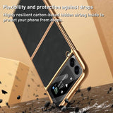 For Samsung Galaxy z Fold4 5G Foldable Lambskin Phone Case - Electroplated - Navy Blue