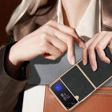 For Samsung Galaxy z Fold4 5G Foldable Lambskin Phone Case - Electroplated - Navy Blue - Extra Image