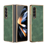 For Samsung Galaxy z Fold4 5G Foldable Lambskin Phone Case - Electroplated - Navy Blue - Extra Image