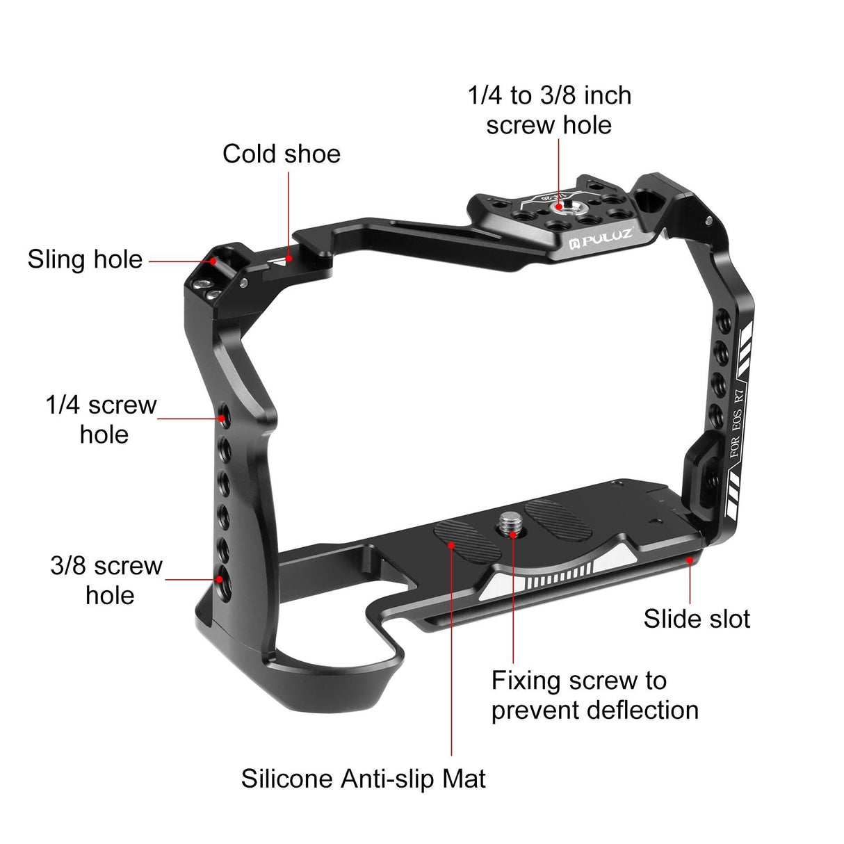 Metal Camera Cage For Canon Eos R7 Stabilizer Rig - Black