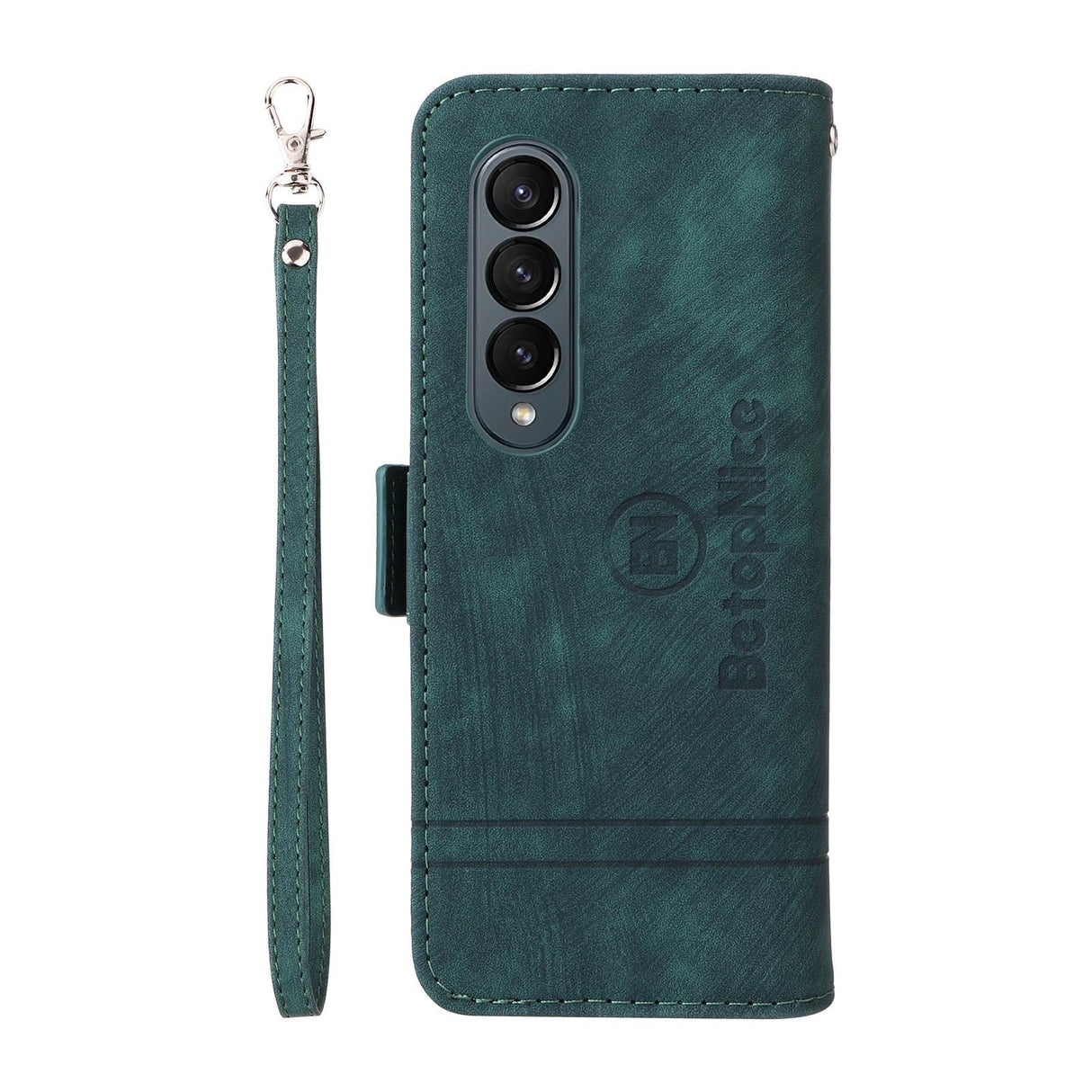 For Samsung Galaxy Z Fold4 5G Leather Dual Buckle Phone Case - Black