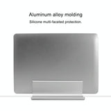 Adjustable Vertical Laptop Stand - Portable Aluminum Alloy Base Black - Rear View
