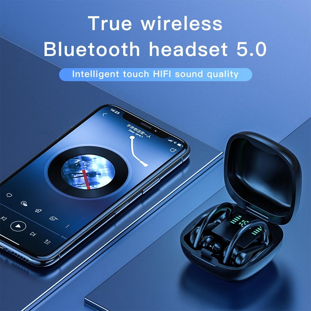 Wireless Bluetooth Earphones with Charging Box and Digital Display - 258 - Black