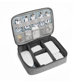 Versatile Headphone Charger & Data Cable Storage Bag - Single Layer - 23x16x7cm - Black - Top-Down View