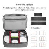 Versatile Headphone Charger & Data Cable Storage Bag - Single Layer - 23x16x7cm - Black - Rear View