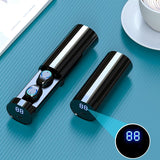 Touch Bluetooth Earphones with Noise Cancelling and Pull-out Charging Box - Side View