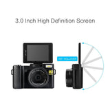 3.0 Flip Screen Vlog Camera with 4x Zoom - Black - Rear View