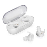 Waterproof Touch Wireless Bluetooth Earphones + Charging Box - Black - Side View